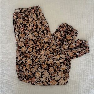 Anthropologie Black and Tan Floral Pants